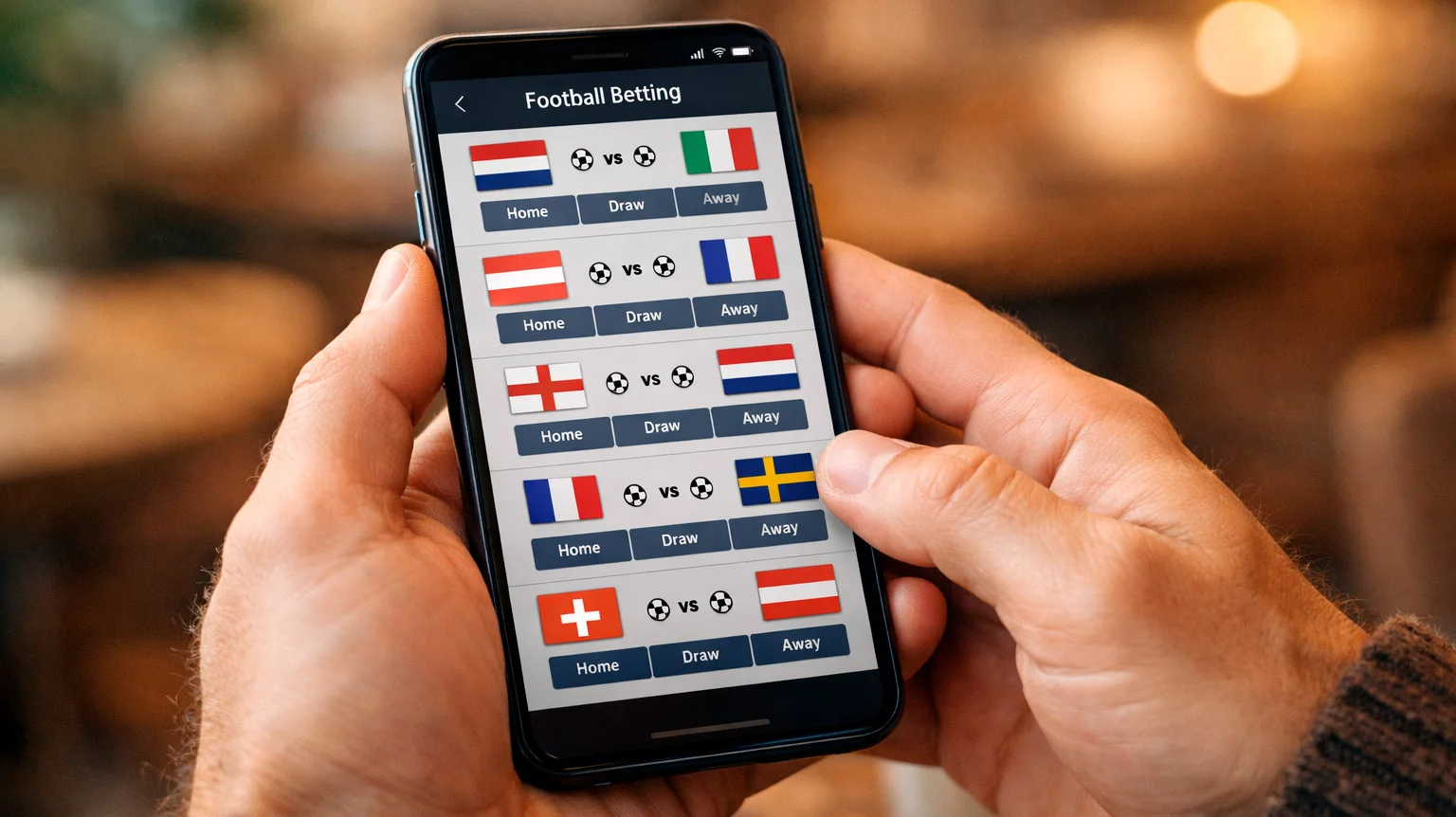 Personne consultant une application mobile de paris sportifs sur smartphone
