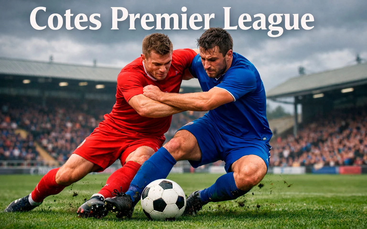 Action de jeu entre deux équipes de football sur pelouse anglaise