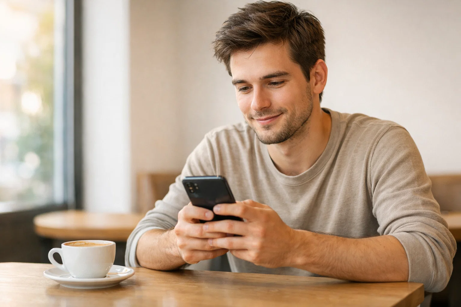 Jeune parieur débutant utilisant une application de paris sportifs sur son téléphone