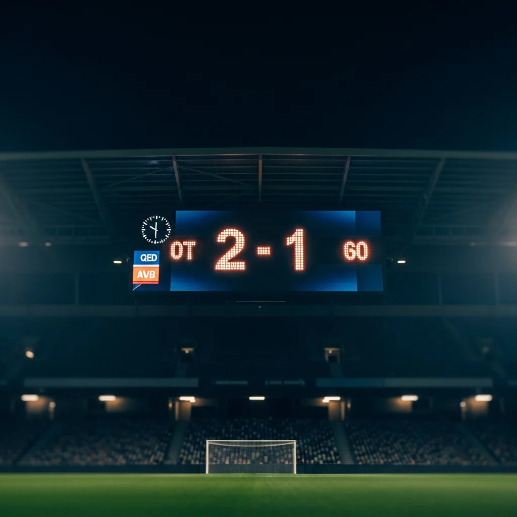 Tableau d'affichage de stade montrant le score d'un match de football
