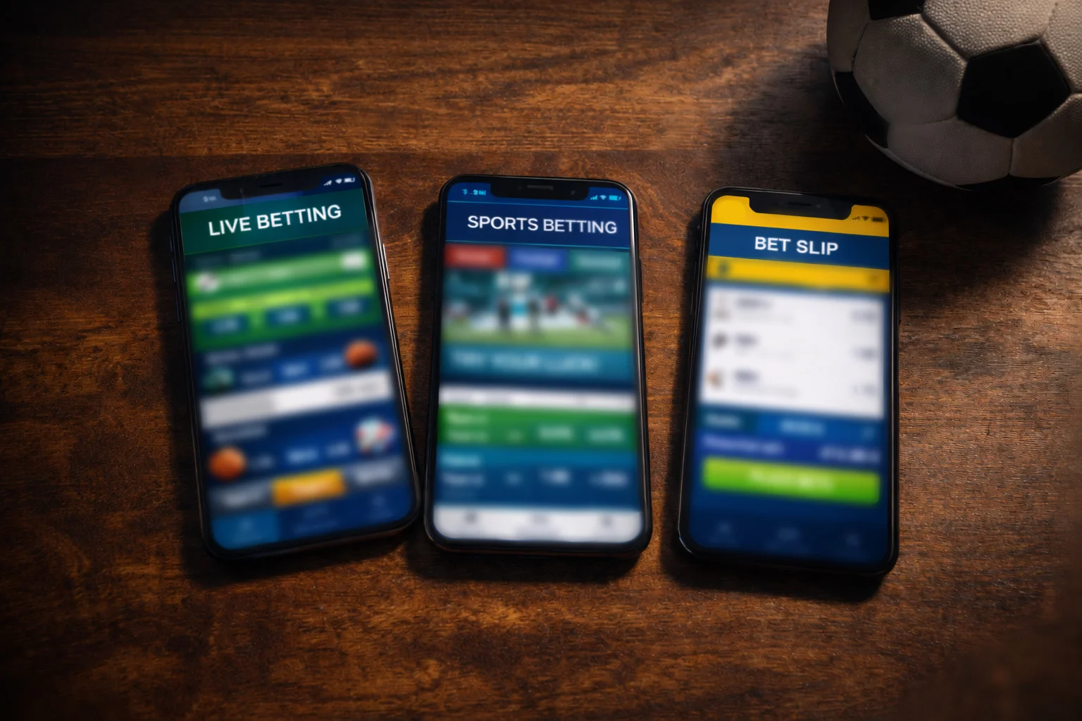 Plusieurs smartphones affichant des applications de paris sportifs football